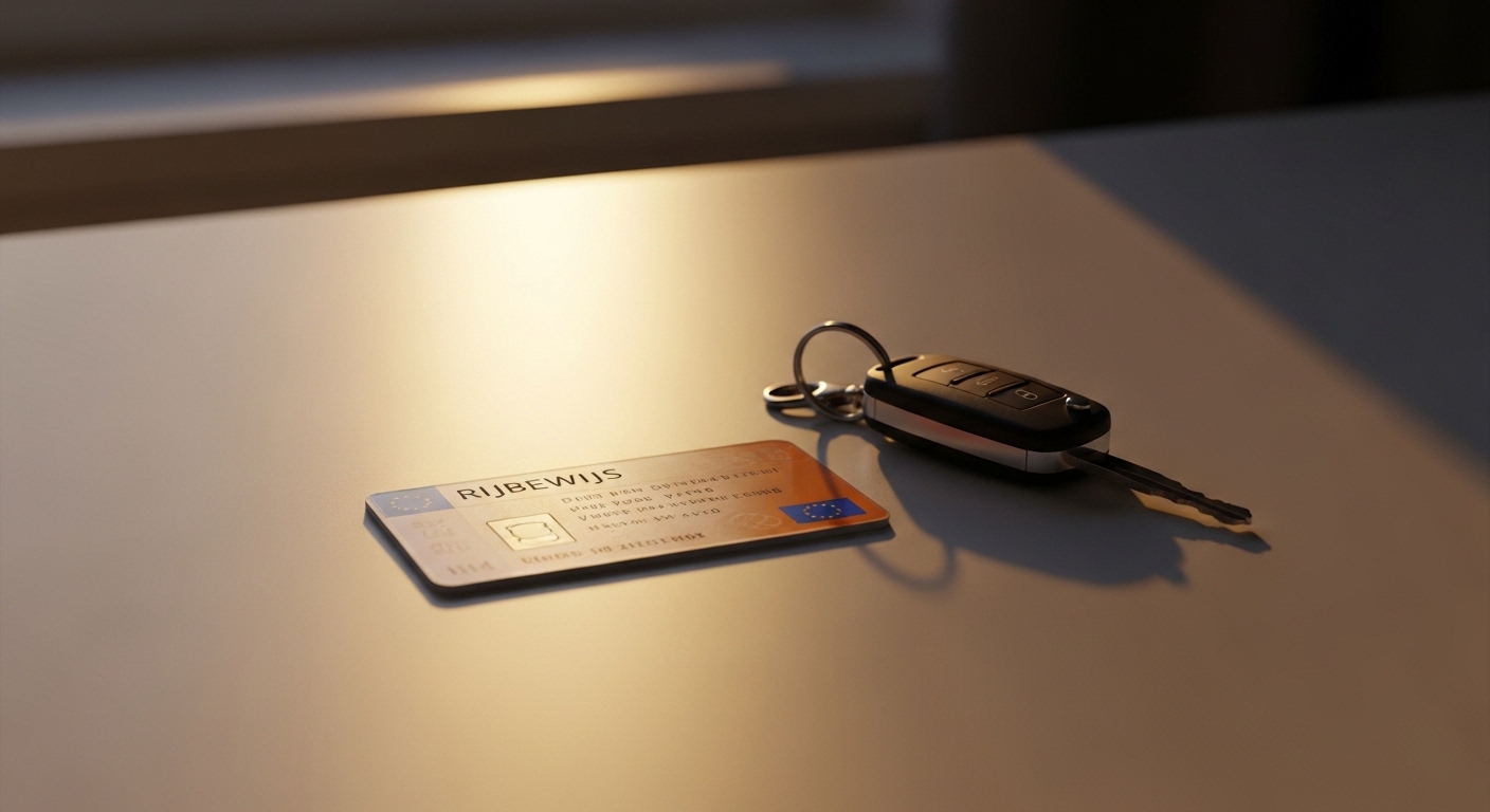 Lesauto met L-bord op een Nederlandse straat