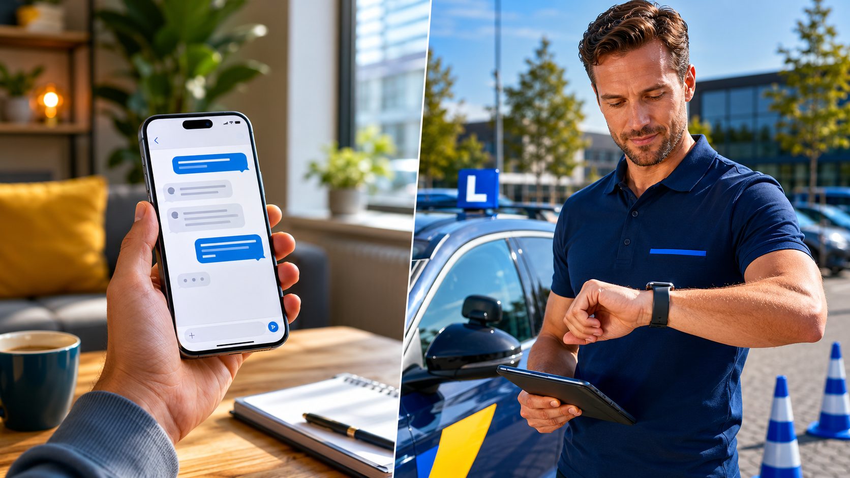 Klant chat, rijinstructeur krijgt notificatie