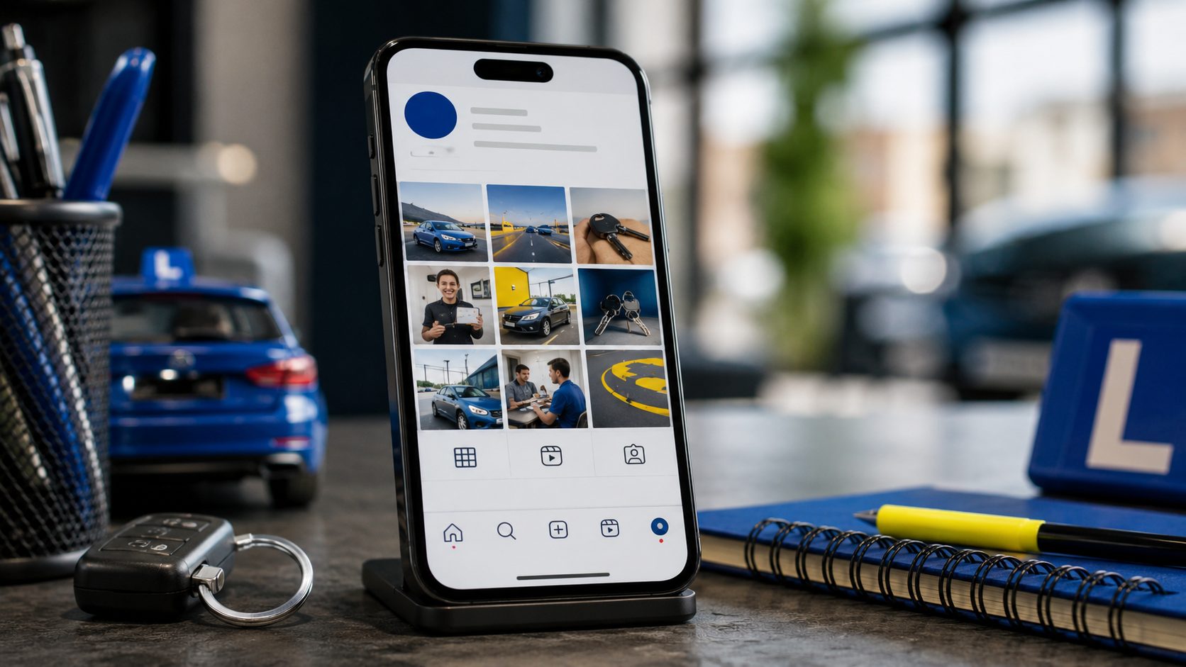 Instagram feed voor rijinstructeur op smartphone